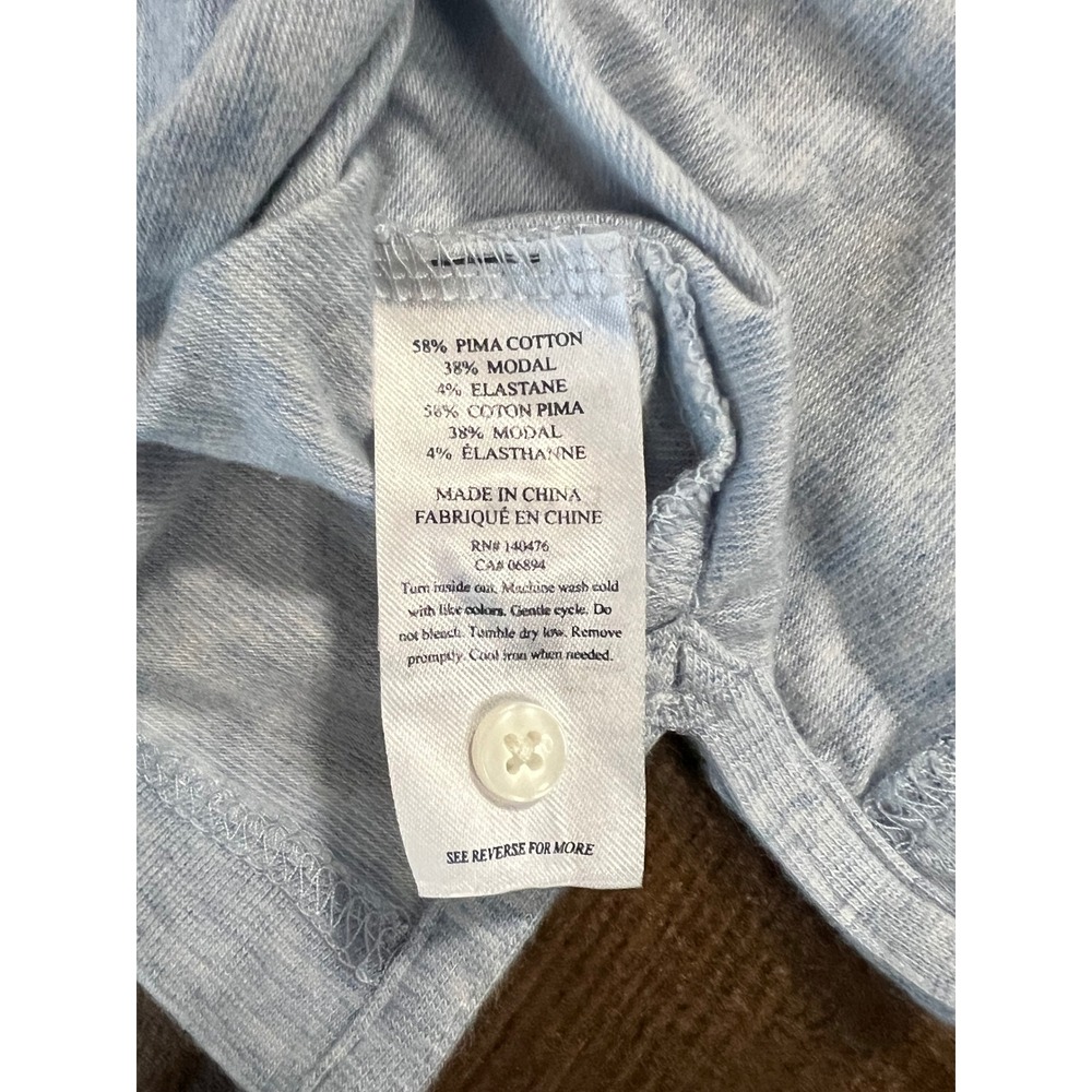 Faherty Brand Mens XXL Polo Shirt Light Blue Heather Pima Cotton Modal Stretch - Picture 6 of 6